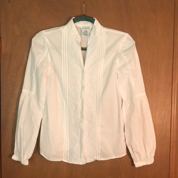 Standing collar fitted top with front lace +pleats